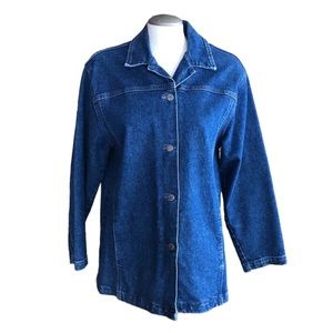 Vintage | 1970s Jean Jacket CAD Made Cotton Oversized Button-Up Classic Collar